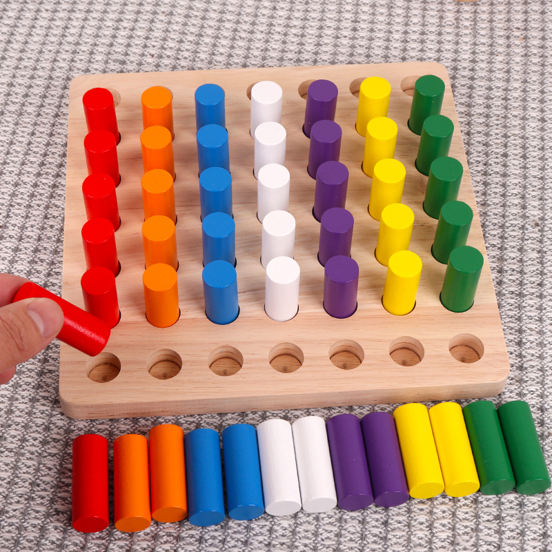 Entrenamiento de integración sensorial, material didáctico Montessori para niños, entrenamiento de inserción de cilindros, iluminación sensorial, educación temprana, juguetes educativos, bloques de construcción