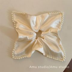 高級感のあるサテンの真珠のスカーフの大腸の髪の輪の女性の気質の四角形の髪の皮の筋の低い馬尾の髪のひも