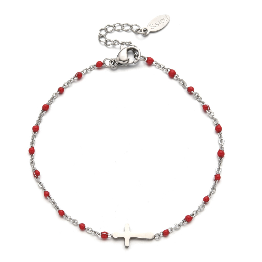 10g Weight Bracelets Classification 1 Piece Quantity Daily Occasion Stainless Steel Material Cross Pattern Women's Gender Enamel, Plating Design Simple Style Style Simple Style Cross Stainless Steel Enamel Plating Bracelets 9