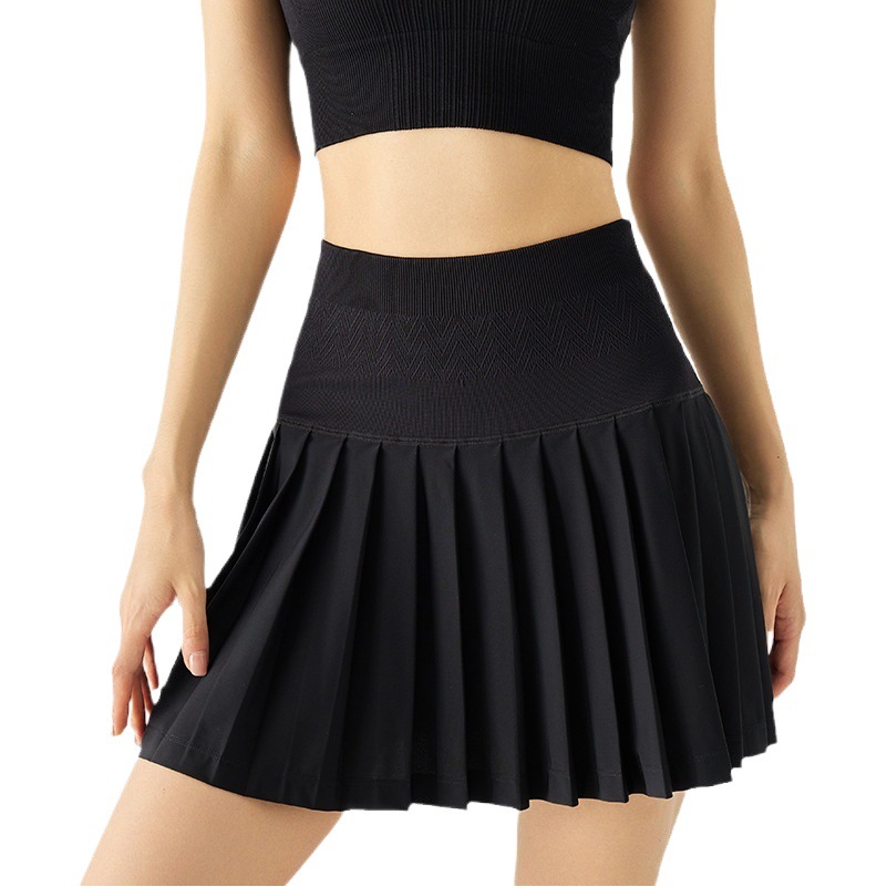 2025 Spring Versatile Anti-Exposure Fake Two-Piece Outer Wear Sun Protection Tennis Pleated Skirt Sports Skirt for Women