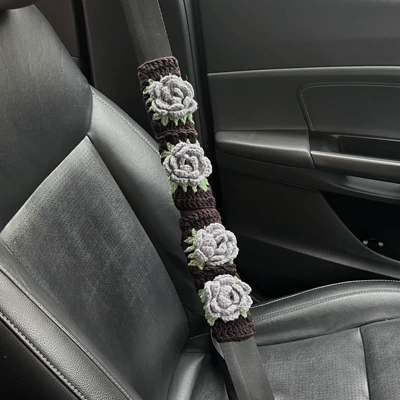 Belt Protectors – Seat belt shoulder pad - three-dimensional-rose-safety-belt-cover-2pcs-205x10cm