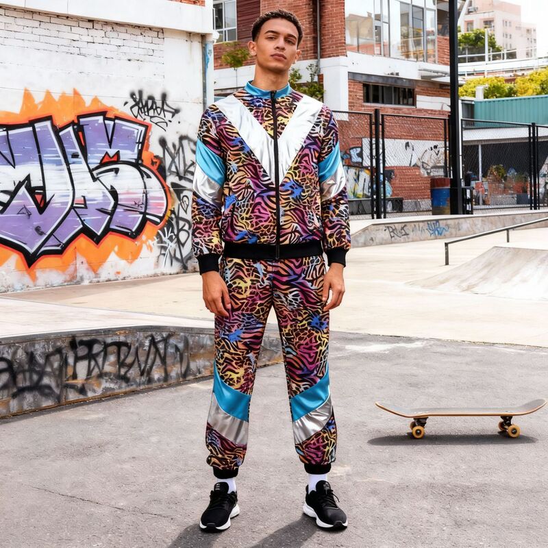 Cross-Border 80S Retro Disco Sportswear Set with Leopard Print Pattern Stage Party Performance Clothing Wholesale