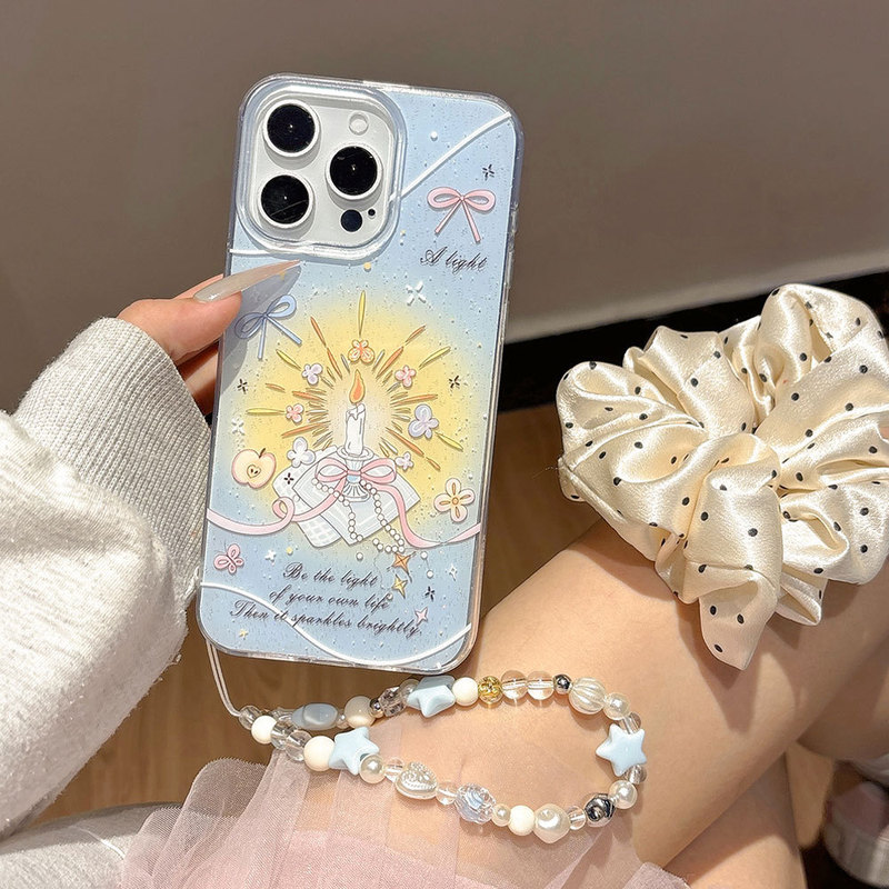 グリッターシェル雲キャンドルリボン Apple 16PM かわいい 13 携帯電話ケース iphone15pro 保護に適しています|undefined