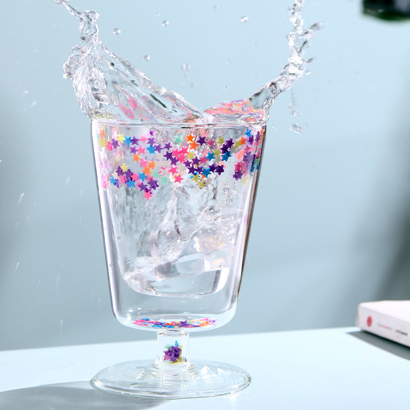 家用高顏值水杯家用創意雙層隔熱玻璃杯高硼硅杯子禮品高腳酒杯