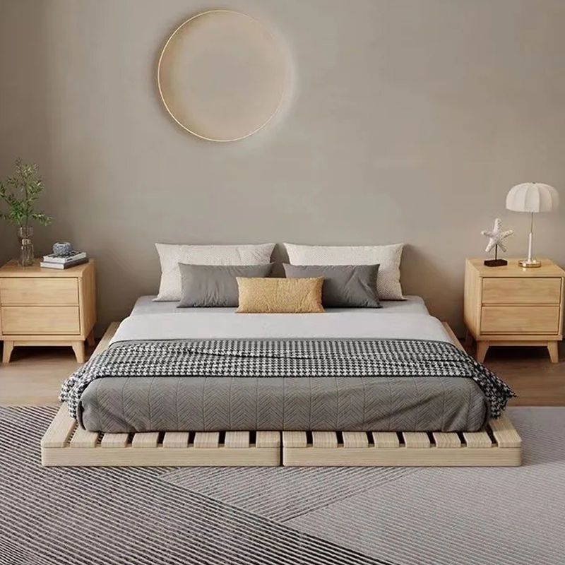 Cama de tatami de estilo japonés de madera maciza, casa de alquiler de piso, marco de cama plegable, marco de doble fila, dormitorio, cama de madera al por mayor