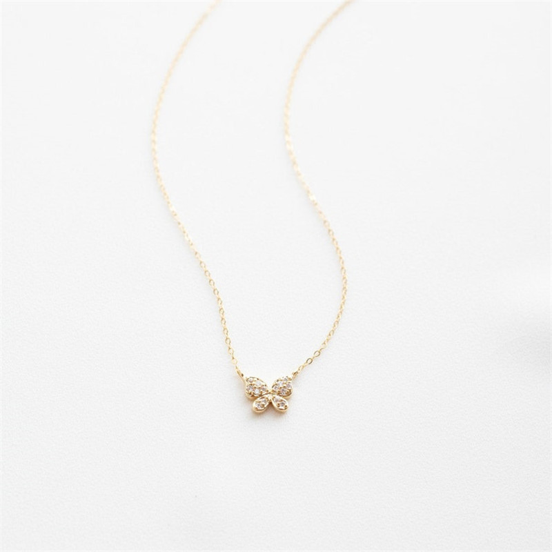 Fashion Butterfly Copper Pendant Necklace Plating Zircon Copper Necklaces
