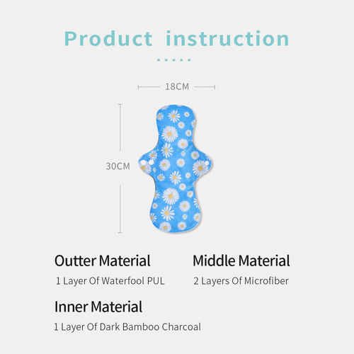 Washable bamboo charcoal sanitary pad European and American INS style anti-slip bamboo charcoal sanitary pad postpartum anti-odor sanitary napkin