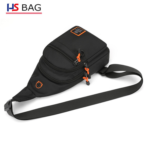 Men's Waterproof Oxford Cloth Chest Bag, Outdoors Leisure Motorbike Bag, Large Capacity Multi-layer Crossbody Bag