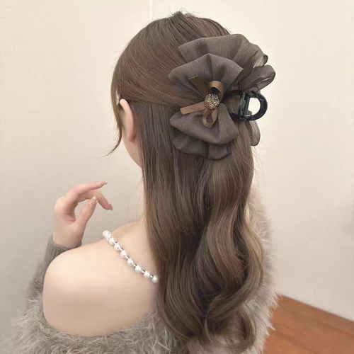 Autumn and winter bow-knot mesh clip, elegant temperament, Internet celebrity hairpin, cloud bubble shark clip-on hairpin on the back of the head