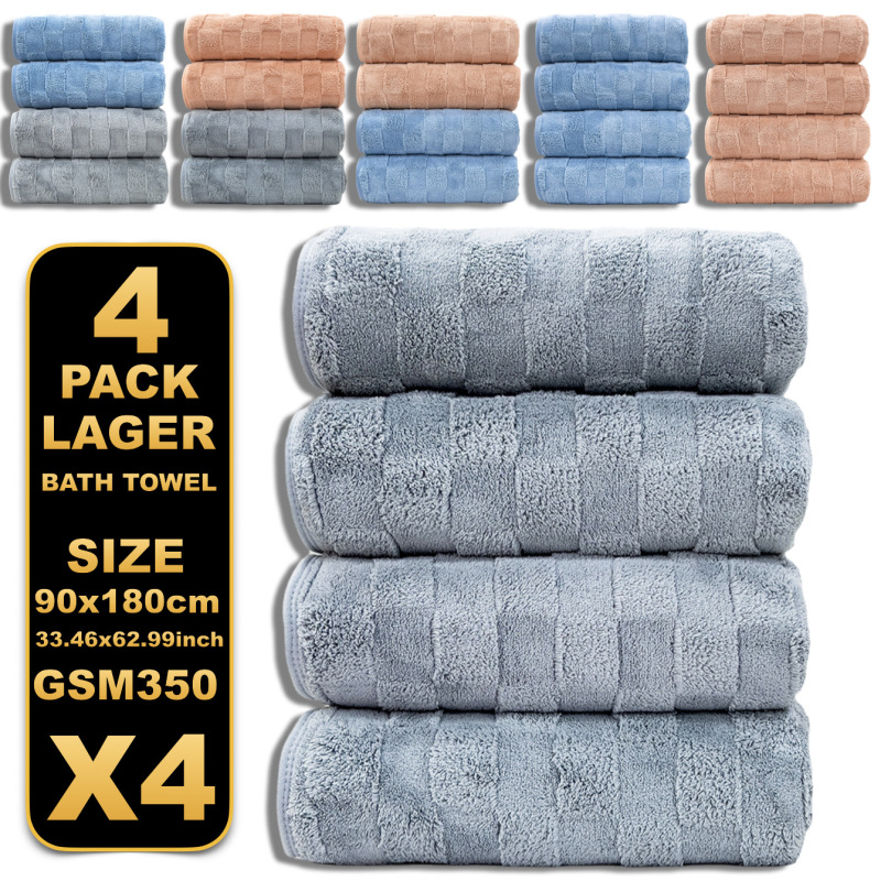 Cross-border coral fleece large bath towel four-piece set generation adult home bath thickened tower fleece large bath towel 90*180 Cross-border coral fleece large bath towel four-piece set generation adult home bath thickened tower fleece large bath towel 90*180