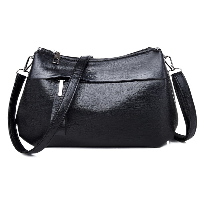2026 New Model Middle-Aged Women's Bag, Three-Layer Large Capacity Shoulder Crossbody Soft Leather Light Luxury Mom Bag, Stylish and Versatile, Cross-Border
