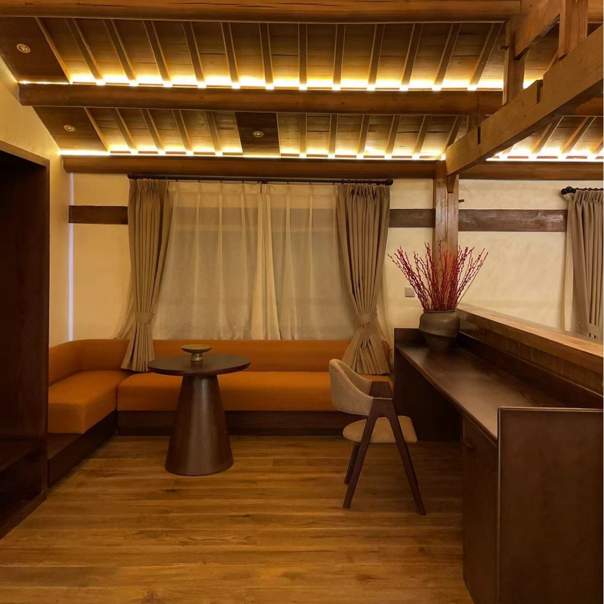 New Chinese Solid Wood Double Bed Model Room Master Bedroom Single Bed Hotel Hotel Homestay Furniture Complete Production