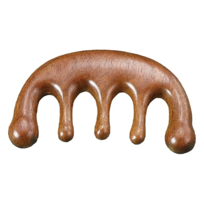 Массажная расческа из сандалового дерева для массажа кожи головы и меридианов головы, маленькая портативная деревянная расческа для разблокировки меридианов, подарочный вариант.