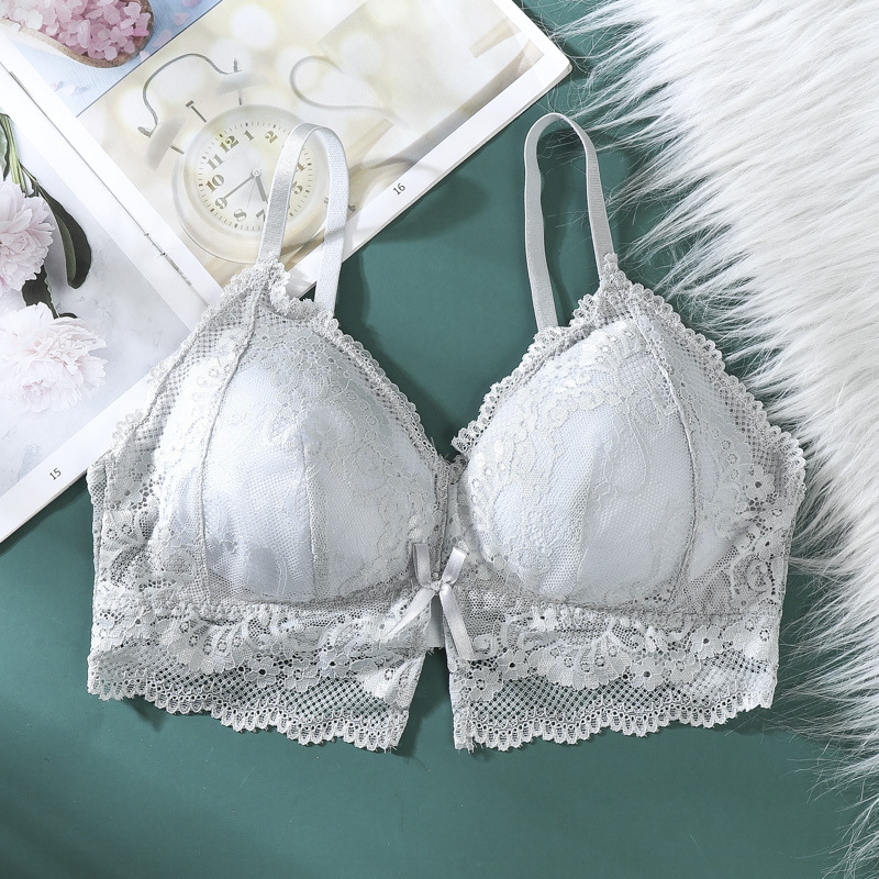 Ropa interior inalámbrica de las mujeres verano Delgado encaje sexy espalda envuelta pecho de una pieza empuja hacia arriba el sujetador de la correa
