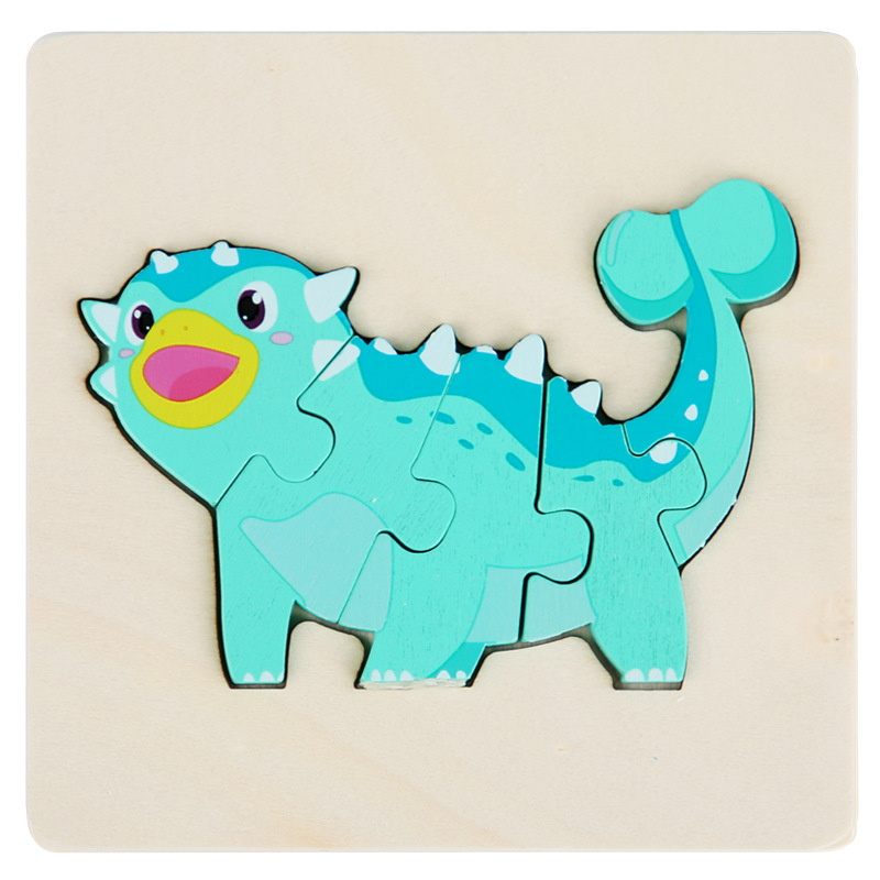 Rompecabezas de dinosaurio cognitivo de dibujos animados transfronterizos para niños nuevos juguetes educativos para bebés rompecabezas tridimensional al por mayor