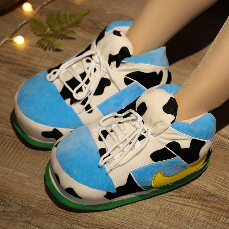 Tiktok mismo estilo parodia zapatos de grasa Coco pareja Zapatillas de algodón volver al futuro casa piso Kang hebilla 1 zapatos de algodón