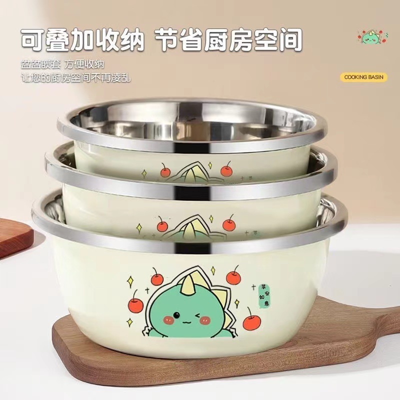 批发不锈钢盆家用卡通加厚圆形厨房料理专用洗菜和揉面汤盆宠物盆|undefined