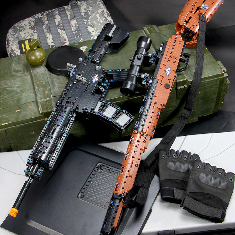 双鹰积木枪98K拼装可射软弹枪男生成人高难度兼容乐高玩具枪模型a