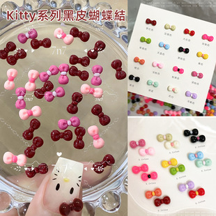 Accessories Resin Nail Art y Sweet Jewelry Nail Small TT Series Bow Summer Ki Double Color Black Leather Bow Tie
