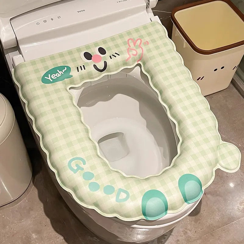 トイレマット粘着タイプ防水増粘EVA洗える折りたたみシートクッションオールシーズンハンドル付きトイレカバー|undefined