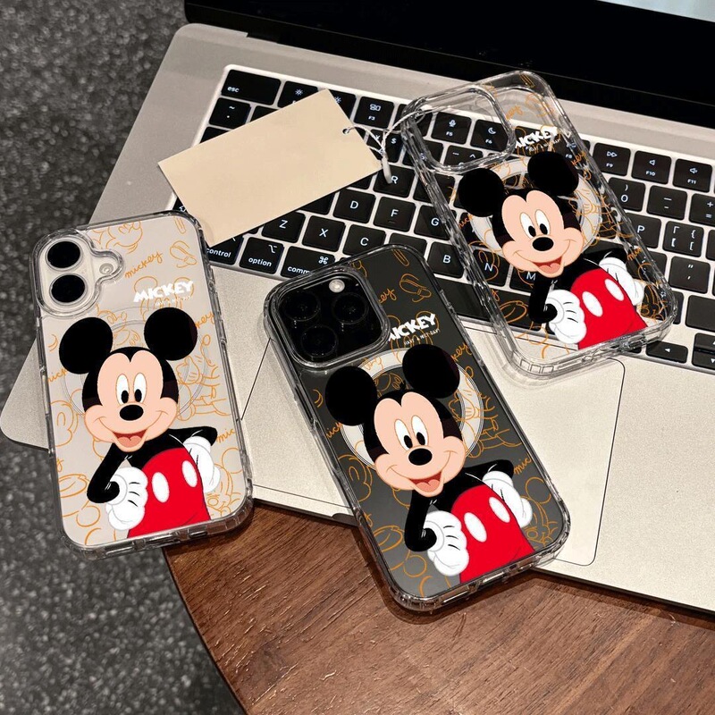 Cute Cartoon Mickey with Magnetic Suction Suitable for Apple 16Promax Mobile Phone Case Iphone17/15 Soft 13/14 Female