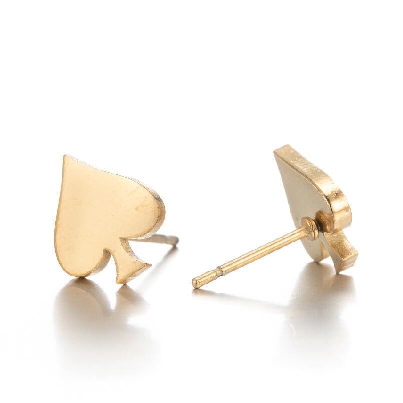 1 Pair Quantity Shopping Occasion PVD Coated Real Gold Plated Heart Shape Titanium Steel Fashion Waterproof Non Tarnish Ear Studs
