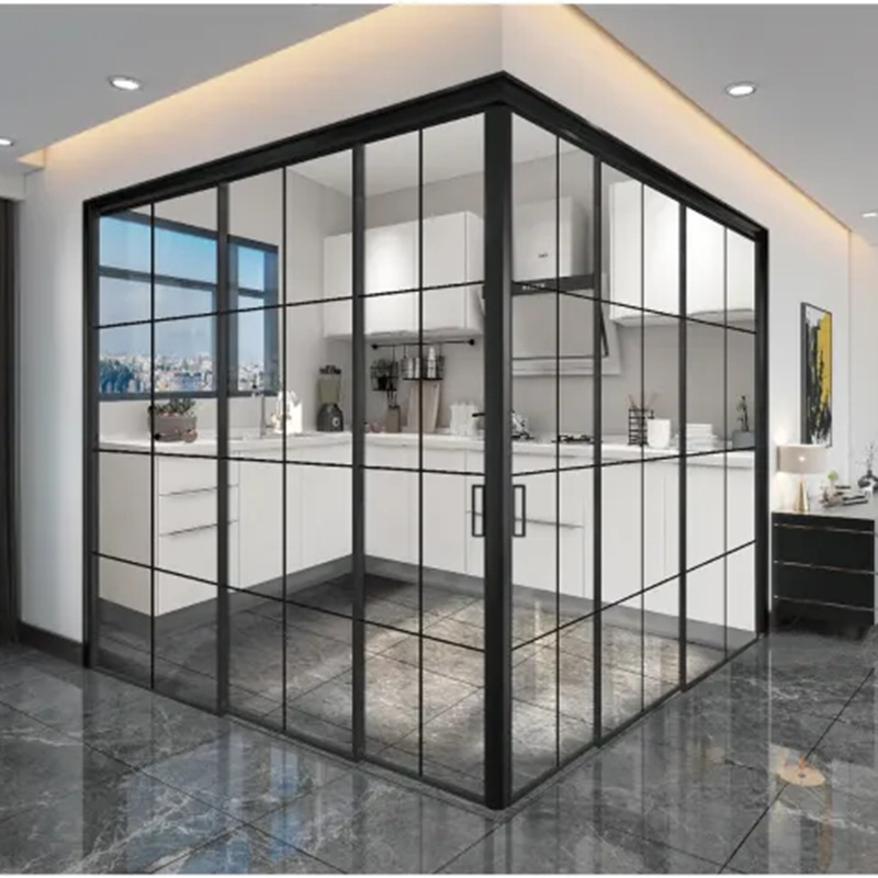 Household Balcony L-shaped Sliding Door Open Kitchen Simple Sliding Door Sliding Door Living Room Partition Foreign Trade Project