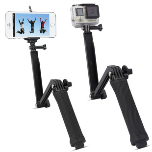 Three-use foldable selfie stick for mobile phone GOPRO camera selfie panorama follow-up anti-shake hand-held camera stabilizer