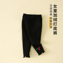 女童加绒打底裤2025新女童a类宝宝绒婴儿开裆裤可爱黑女童打底裤