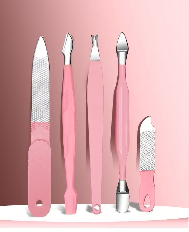 Ready stock litchi pattern 24-piece set manicure and manicure tool frame bag nail clipper full set professional stainless steel dead skin shears