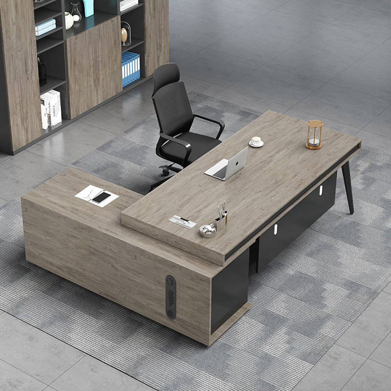 Mesa de oficina, mesa de oficina de un solo supervisor, mesa de jefe, mesa de madera de alta gama, mesa moderna y minimalista