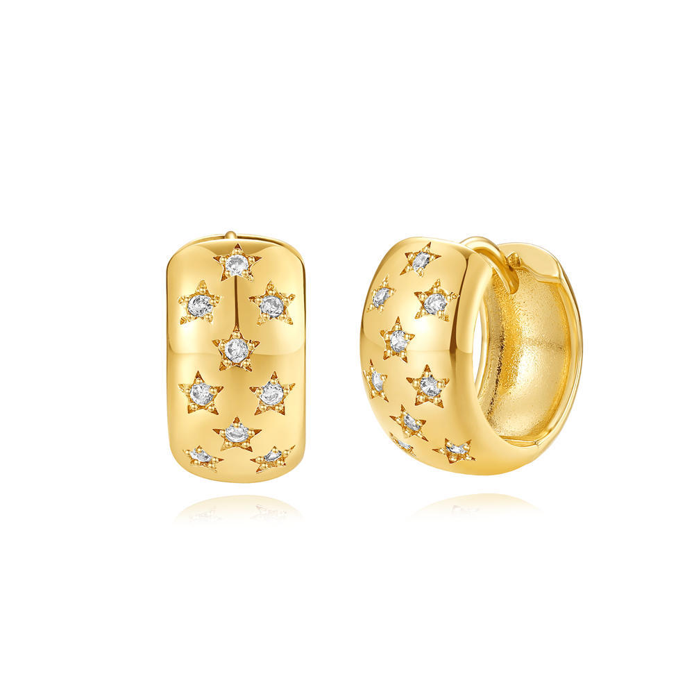 Temperamento de lujo ligero transfronterizo europeo y americano tendencia moda ocho estrellas cobre personalidad exquisita amor todo fósforo aretes mujer