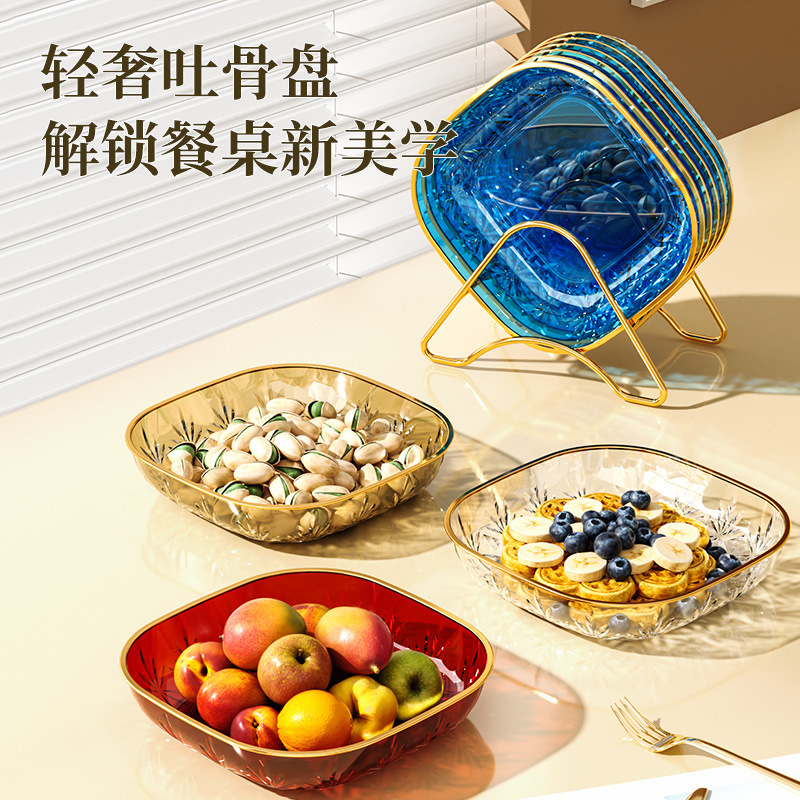 轻奢家用透明水果盘ing高颜值塑料果盘零食盘耐摔PET果盘加厚耐摔|undefined