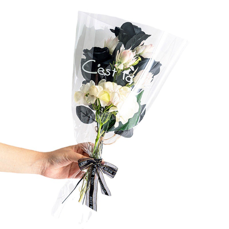 Cielo estrellado transparente DIY multi-rama bolsa Inglés impermeable celofán bolsa de embalaje puesto de mercado nocturno ramo de embalaje OPP bolsa