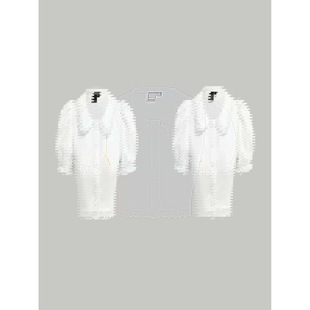 B 69045 Peter pan collar bubble sleeve shirt �����I�������r