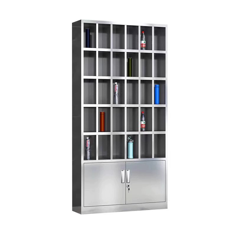Taller de gabinete de taza de agua de acero inoxidable Gabinete de almacenamiento de taza de agua de múltiples compartimentos Empleado de fábrica Gabinete de almacenamiento de taza de té Sala de té Portavasos de agua