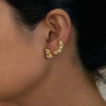 现货工厂夏季批发欧美跨境复古18K镀金钛钢小巧玲珑锆石耳钉组合