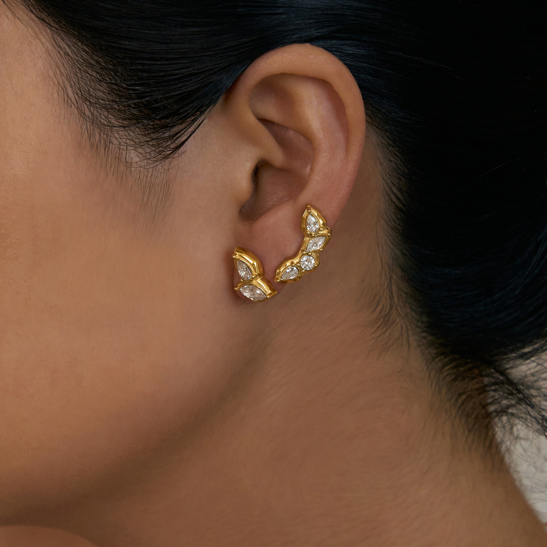 4g Weight Titanium Steel Ear Needle Material 1 Pair Vacation Classic Style Solid Color Inlay Titanium Steel Rhinestones Ear Studs