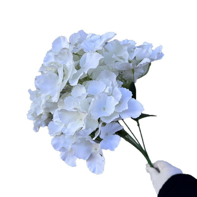 Simulación de racimo de 5 cabezas hortensias flores artificiales boda hotel decoración fondo del hogar