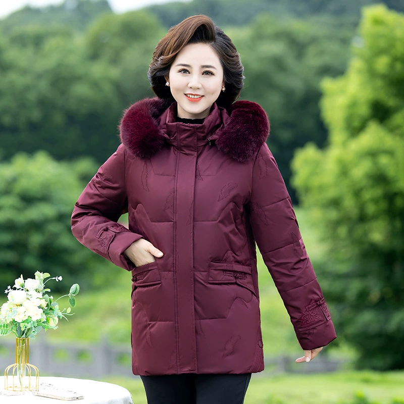 Осенне-зимнее пальто для полных мам, пуховик для женщин, среднего и пожилого возраста, средней длины, утолщенный пуховик больших размеров с хлопковой подкладкой