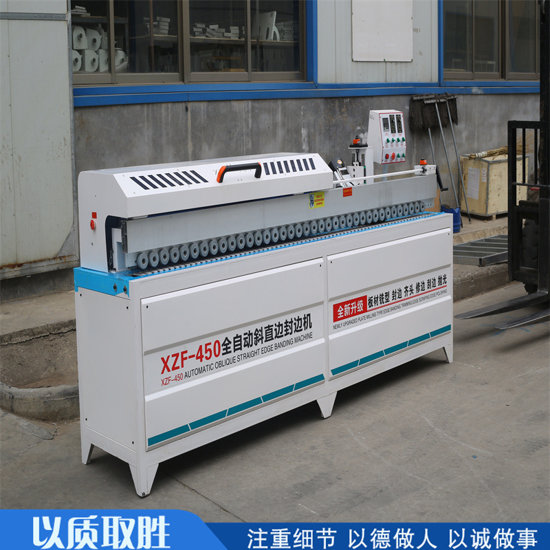XZF450 máquina de sellado de borde oblicuo automático, máquina de sellado de borde pulido y pegamento de doble cara