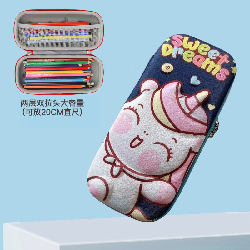 Estudiantes de primaria lindos dibujos animados 3D estereoscópicos caja de papelería caja de lápiz EVA anti-caída a prueba de presión coreana bolsas de lápiz para niños al por mayor