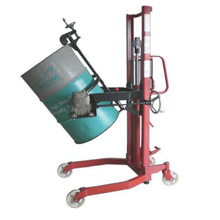 鸿福半电动油桶堆高车 自动翻转倒料车 手动油桶车装卸升降油桶搬