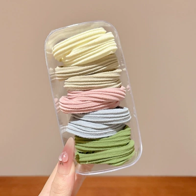 Saç üçün rezinlər – Versatile Hair Accessory - macaron-horizontal-strips-in-a-box-of-10-for-adults-and-children