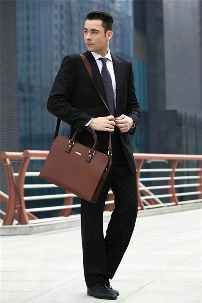 Detail view of Real Cowhide Men's Bag Briefcase