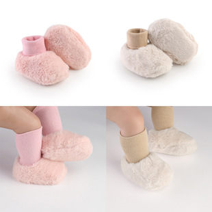 Camile Baby Boys and Girls Winter 3-12 Months Newborn fleece-lined Socks Indoor Toddler Shoes babyshoes