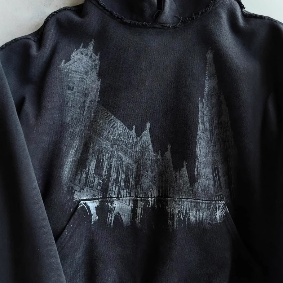 Men's Clothing Fashion Autumn And Winter Loose Dark Retro Print Cardigan Trend Same Style Sweater_voghion.com