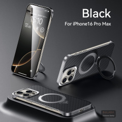 アップル16炭素繊維紋携帯ケースSLD至高適用iPhone15Promaxスタンド磁気吸引保護カバー