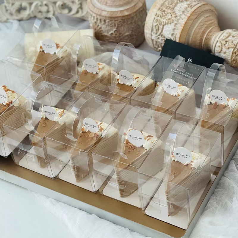 透明千层蛋糕手提盒慕斯切块包装6寸/8寸切件蛋糕打包盒西点包装