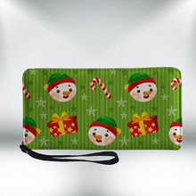 Christmas圣诞节用品搭配PU包包手机零钱收纳包圣诞雪人长款钱包